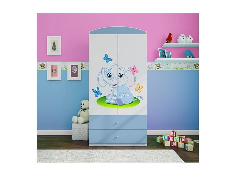 Armoire bleue 2 portes enfant petit éléphant Drimy