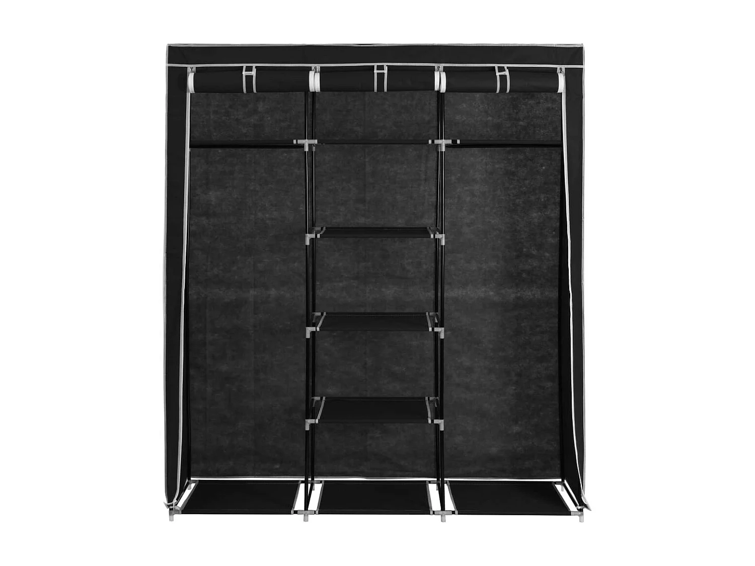 Armoire avec compartiments et barres Noir 150x45x175 Tissu
