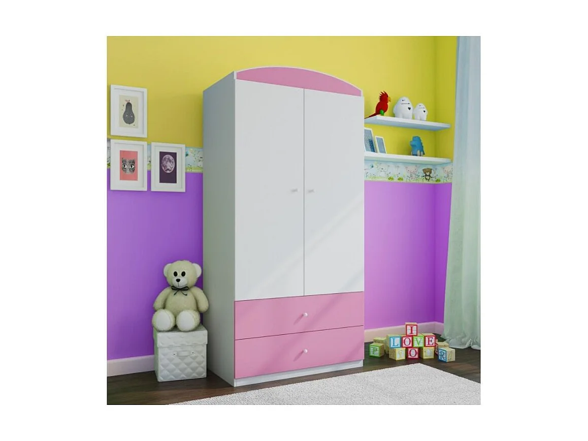 Armoire 2 portes enfant rose Drimy