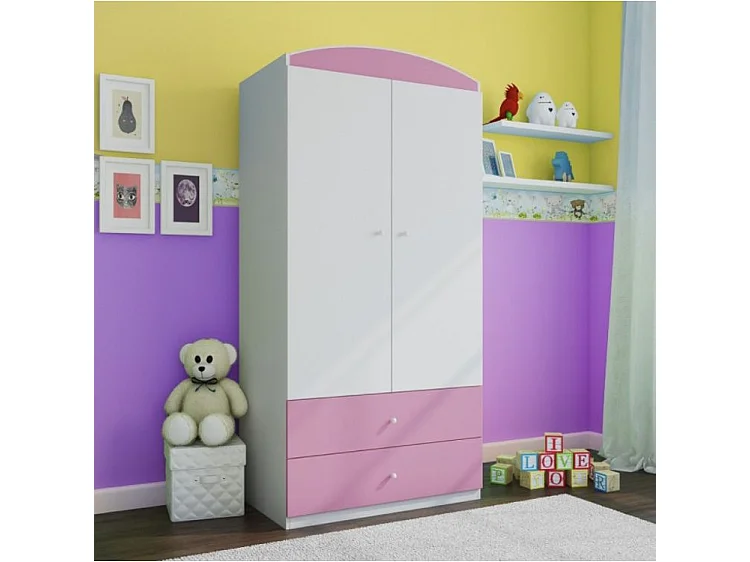 Armoire 2 portes enfant rose Drimy