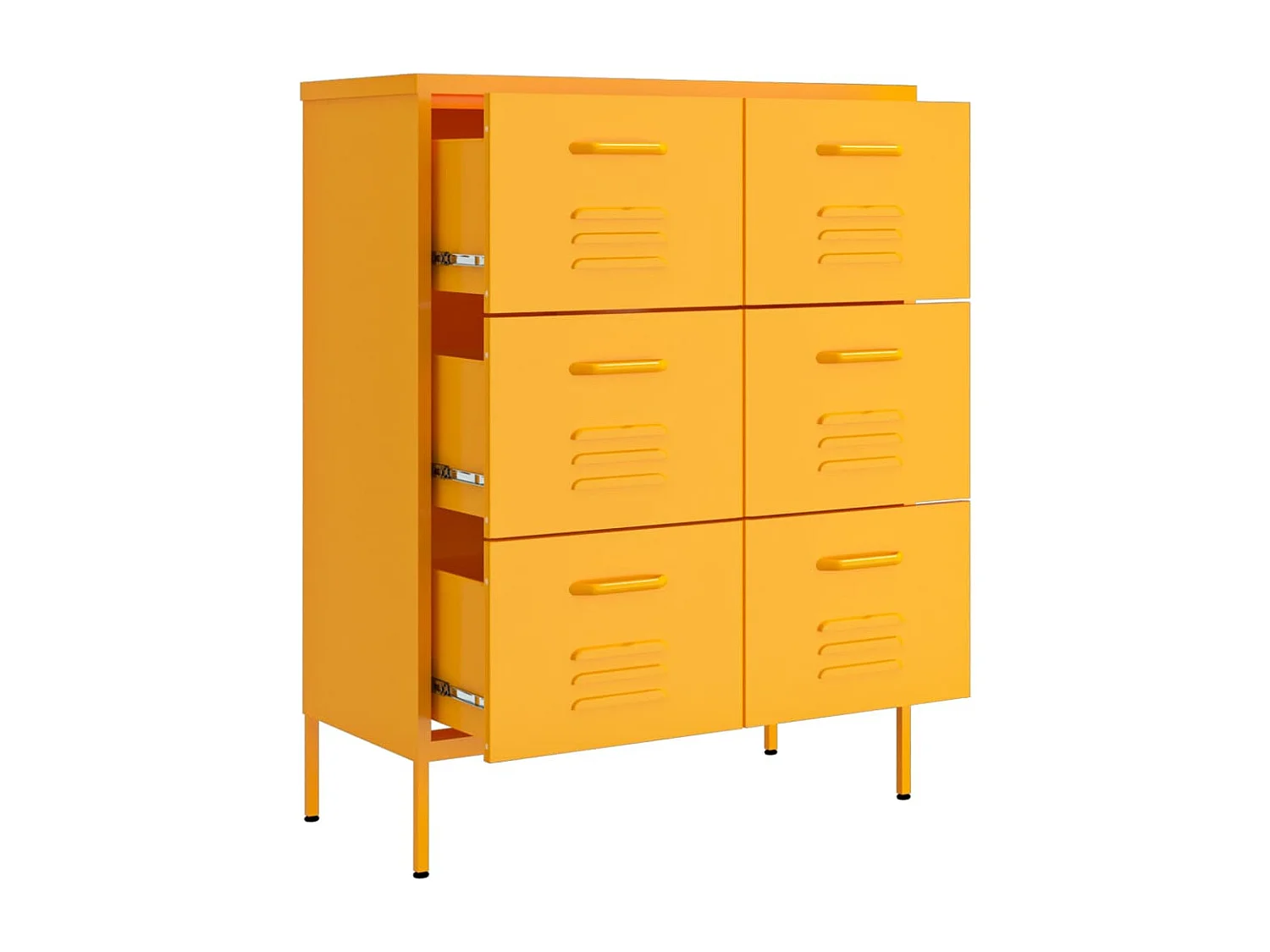 Armoire à tiroirs Jaune moutarde 80x35x101,5 Acier