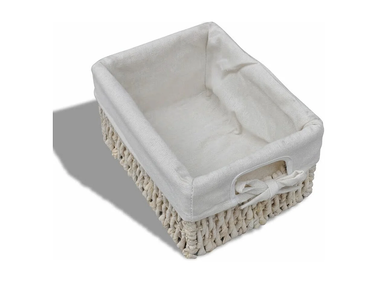 Étagère de rangement en bois 5 paniers en tissage Blanc