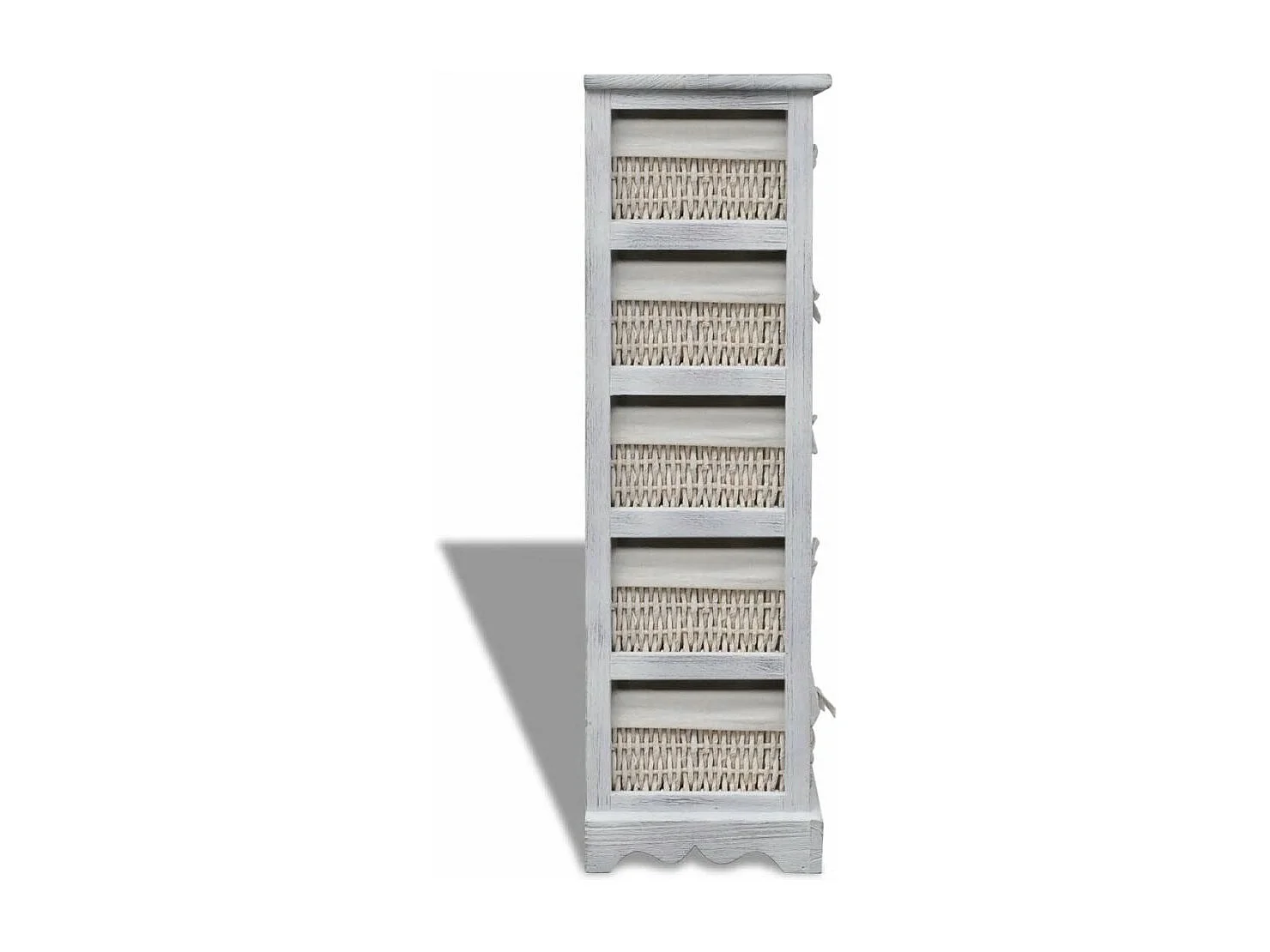 Étagère de rangement en bois 5 paniers en tissage Blanc