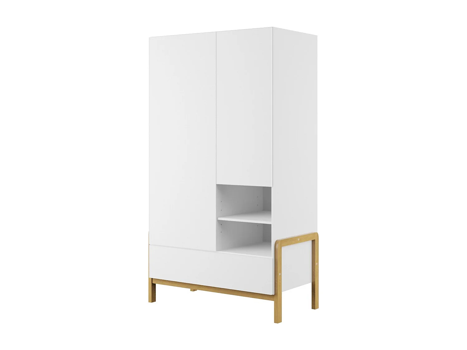 Armoire enfant scandinave blanche et pieds en bois de chêne Vanka