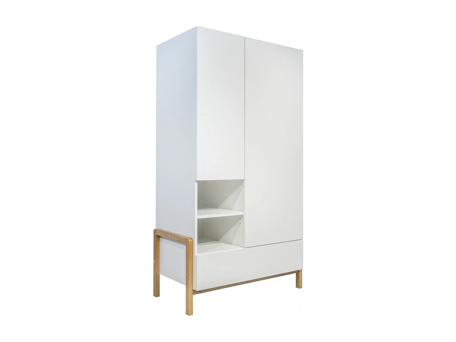 Armoire enfant scandinave blanche et pieds en bois de chêne Vanka