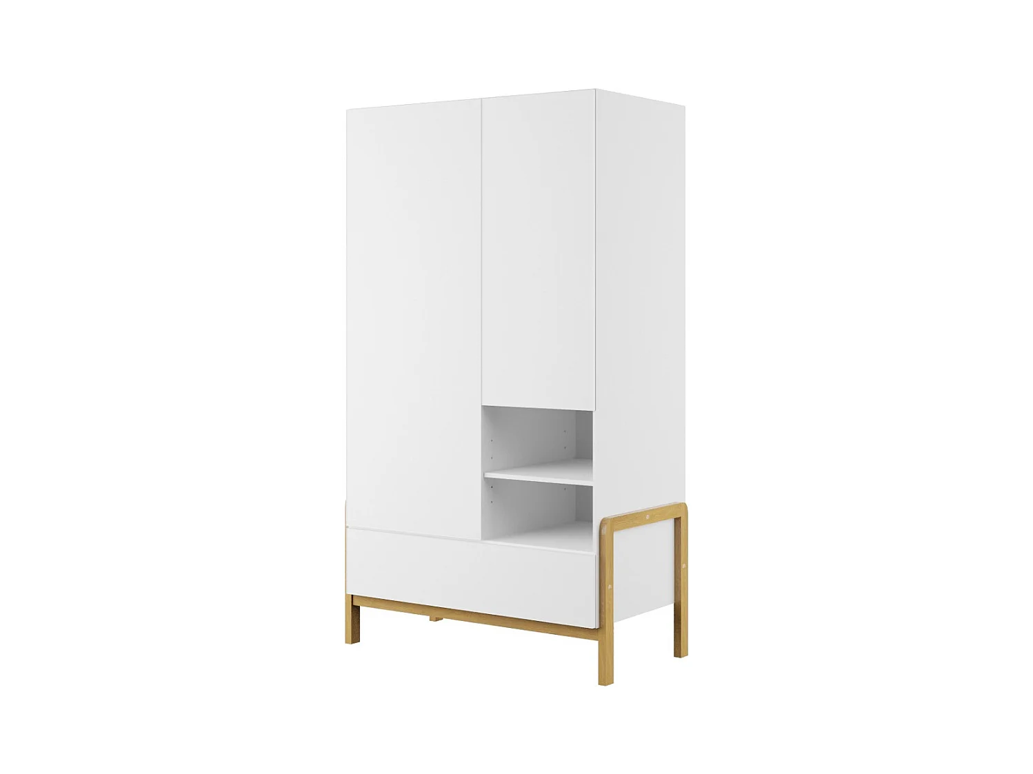 Armoire enfant scandinave blanche et pieds en bois de chêne Vanka