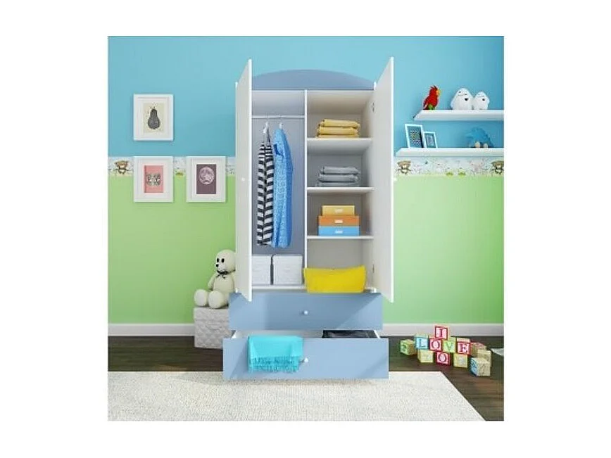 Armoire 2 portes enfant bleue Drimy