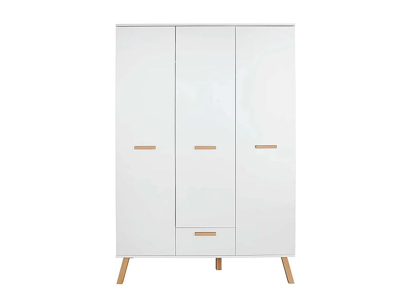 Armoire de rangement 3 portes 1 tiroir mélaminé blanc Mathys