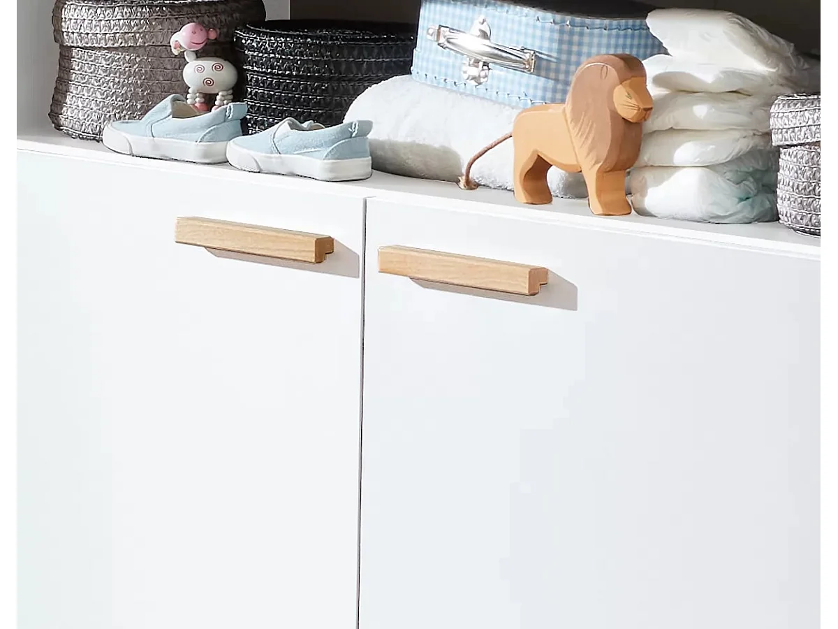 Armoire de rangement 3 portes 1 tiroir mélaminé blanc Mathys