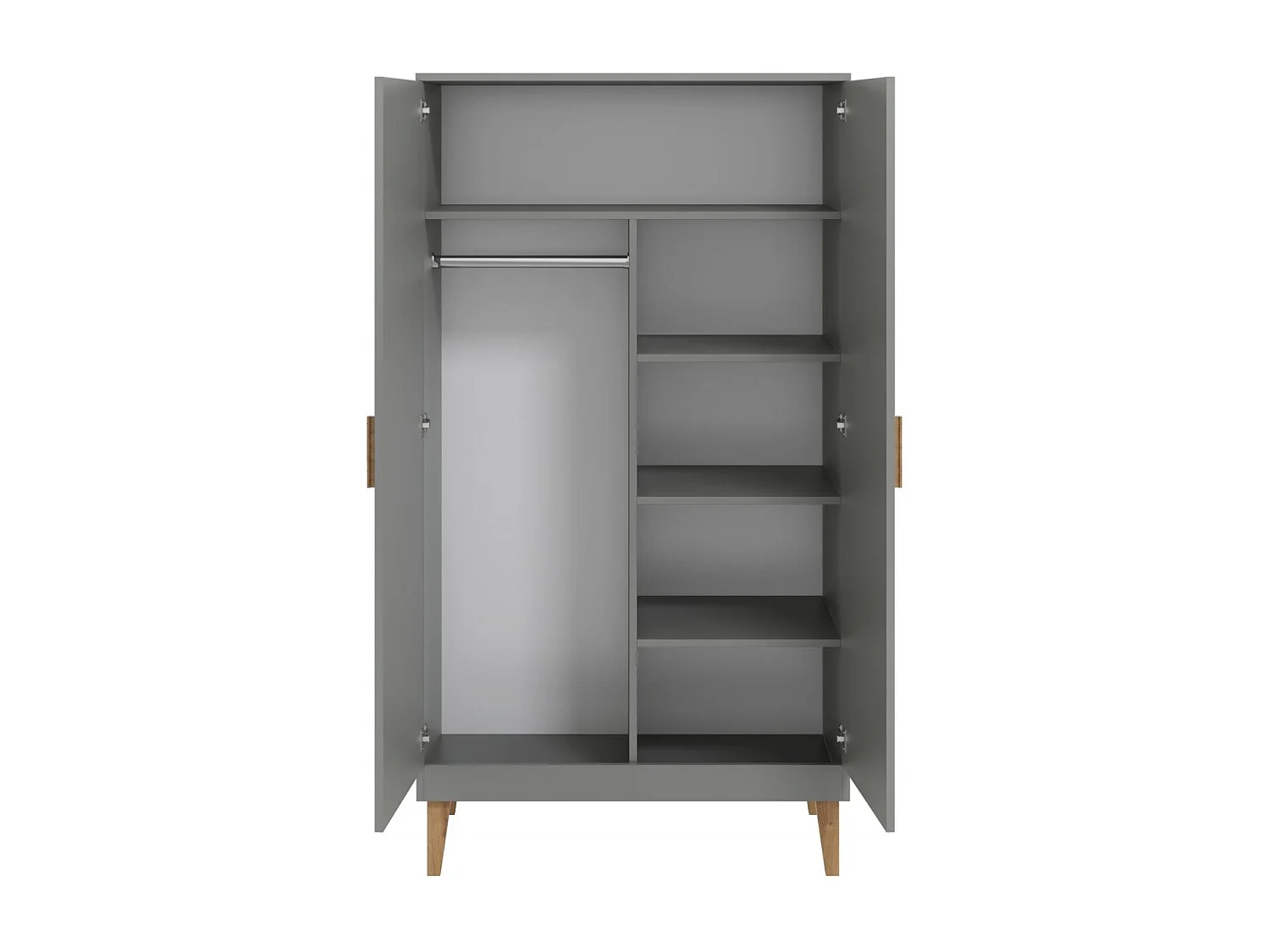 Armoire 2 Portes grise et pieds en bois de chêne Blanka