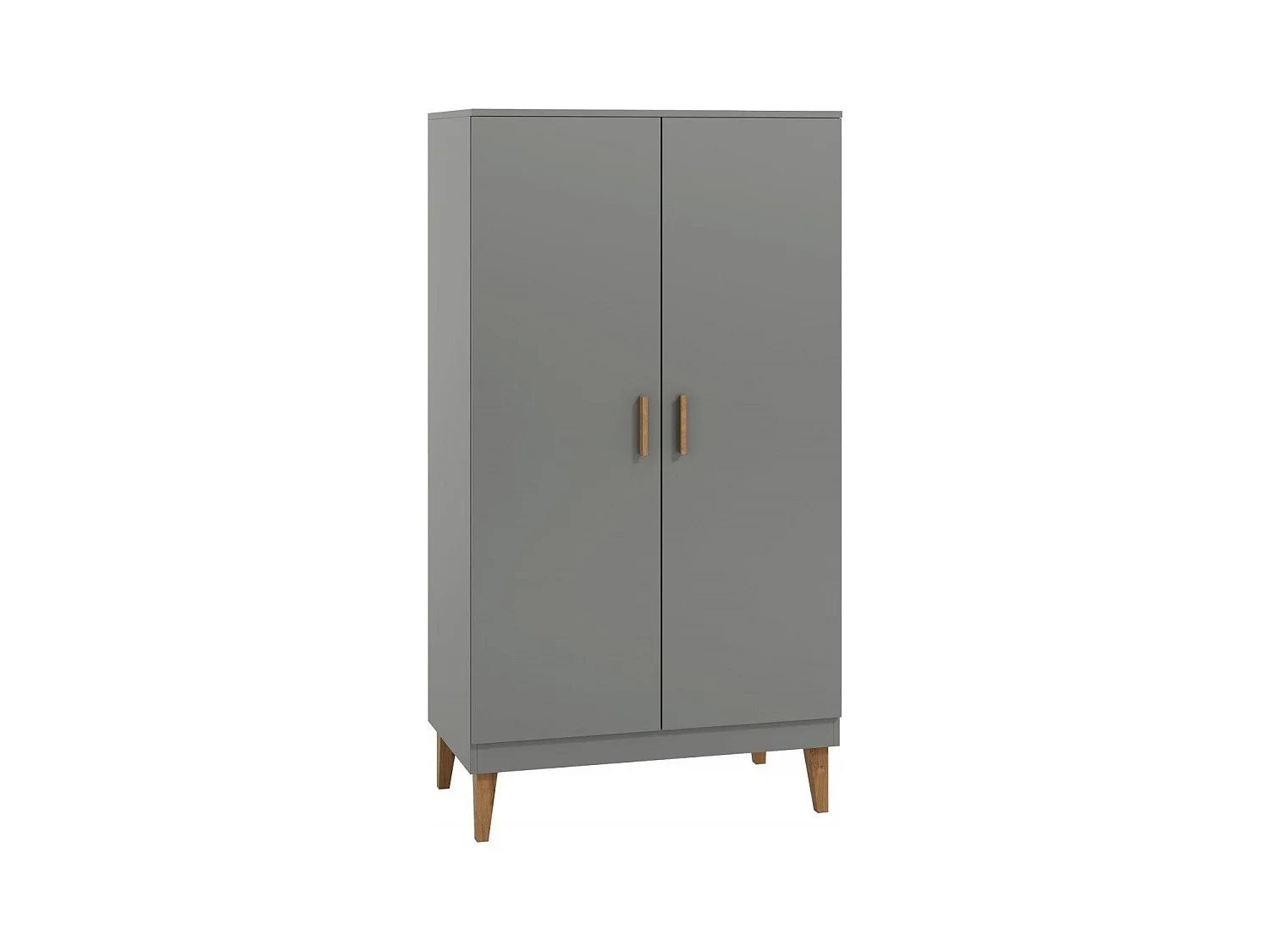 Armoire 2 Portes grise et pieds en bois de chêne Blanka