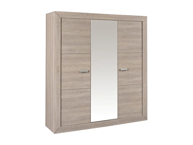 Armoire 3 portes bois de chêne grisé Lima