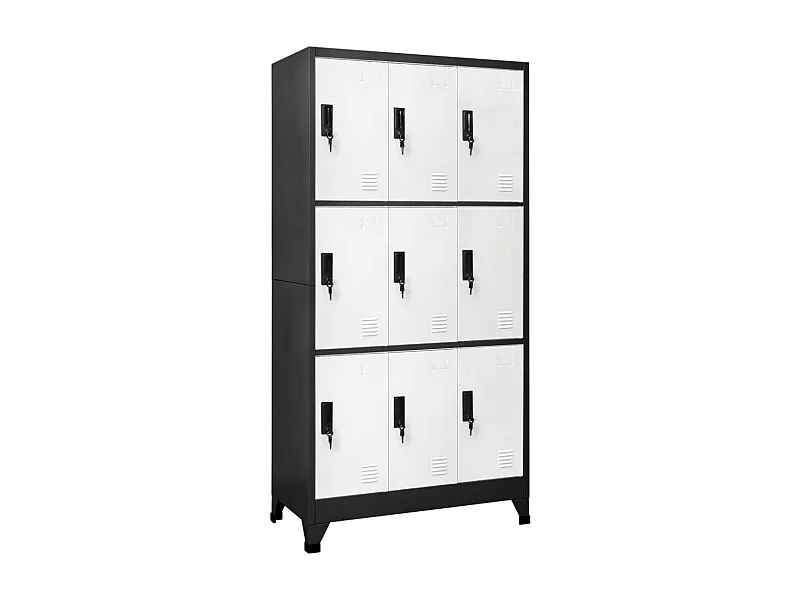 Armoire à casiers Anthracite et blanc 90x45x180 Acier