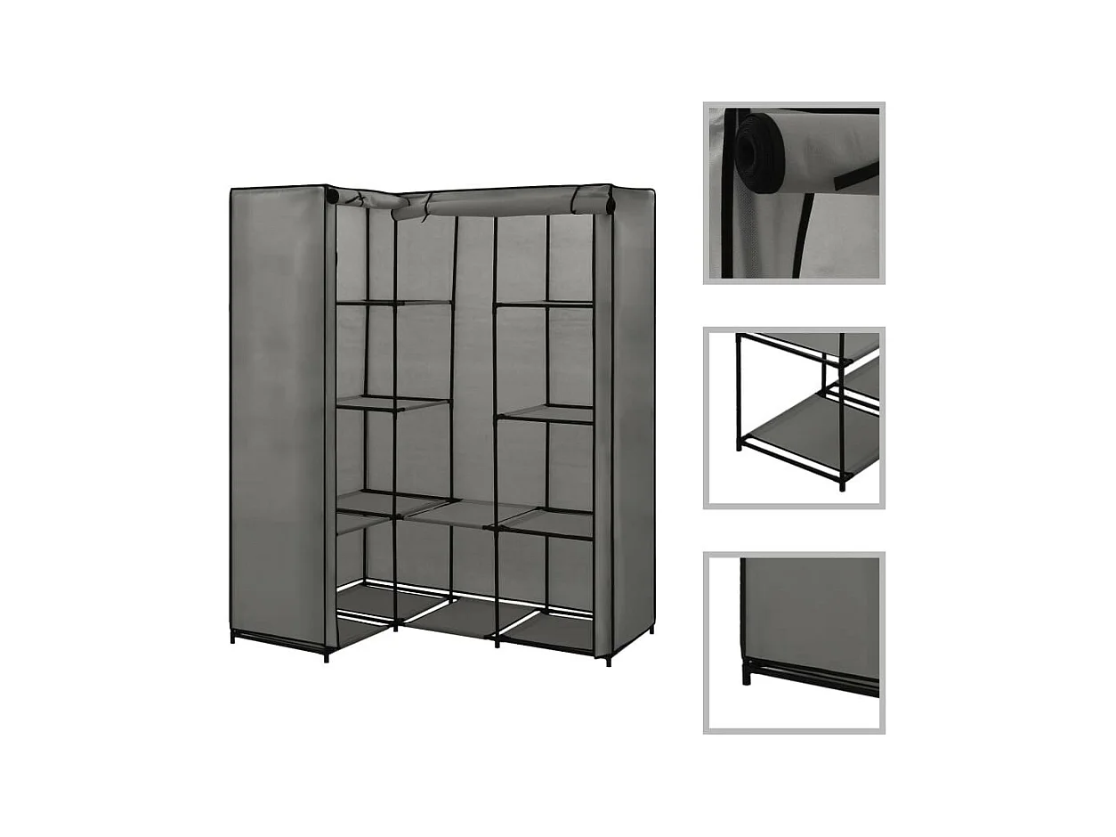 Garde-robe d'angle Gris 130 x 87x169