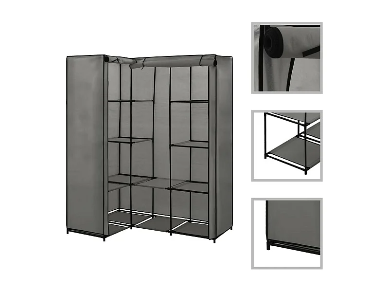 Garde-robe d'angle Gris 130 x 87x169