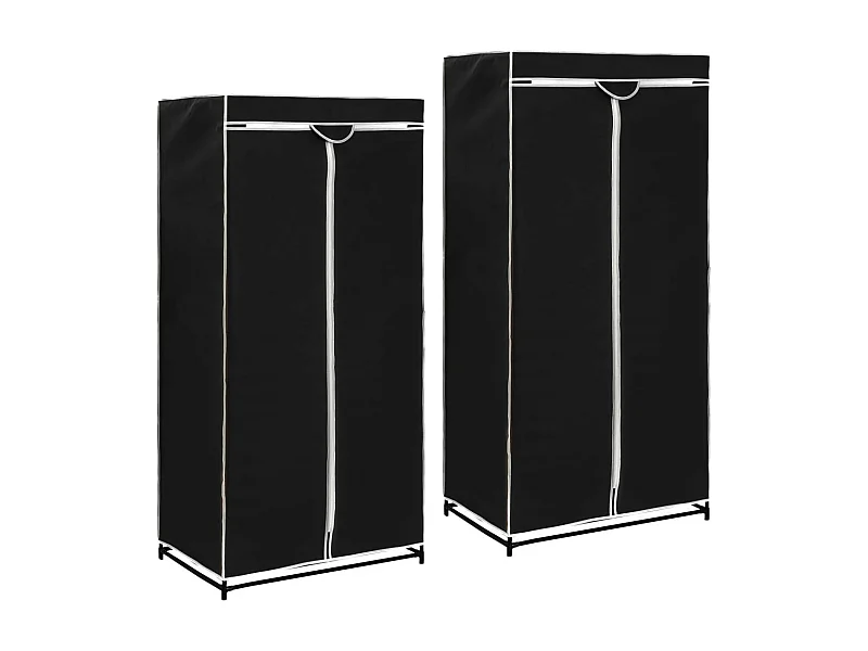 2 pcs Garde-robes Noir 75x50x160