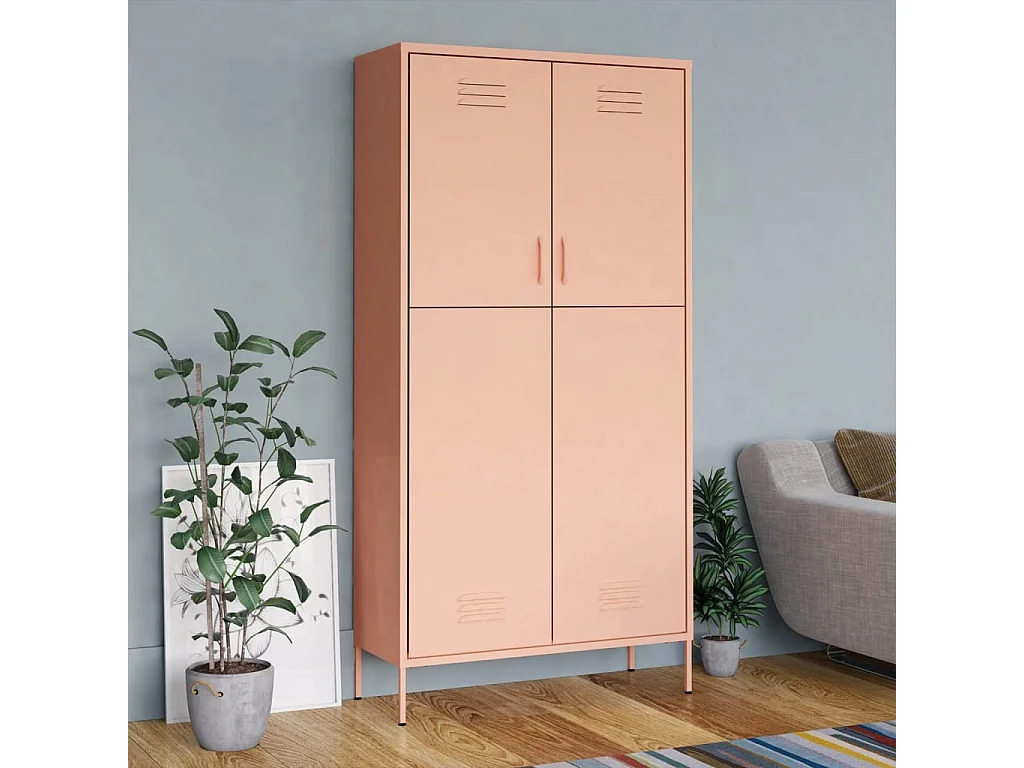 Armoire Rose 90x50x180 Acier