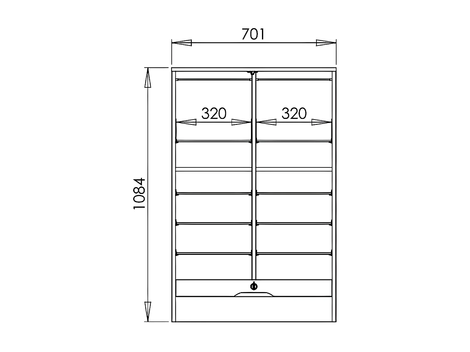 Kantoorbrede witte gordijn archiefkast 108 cm