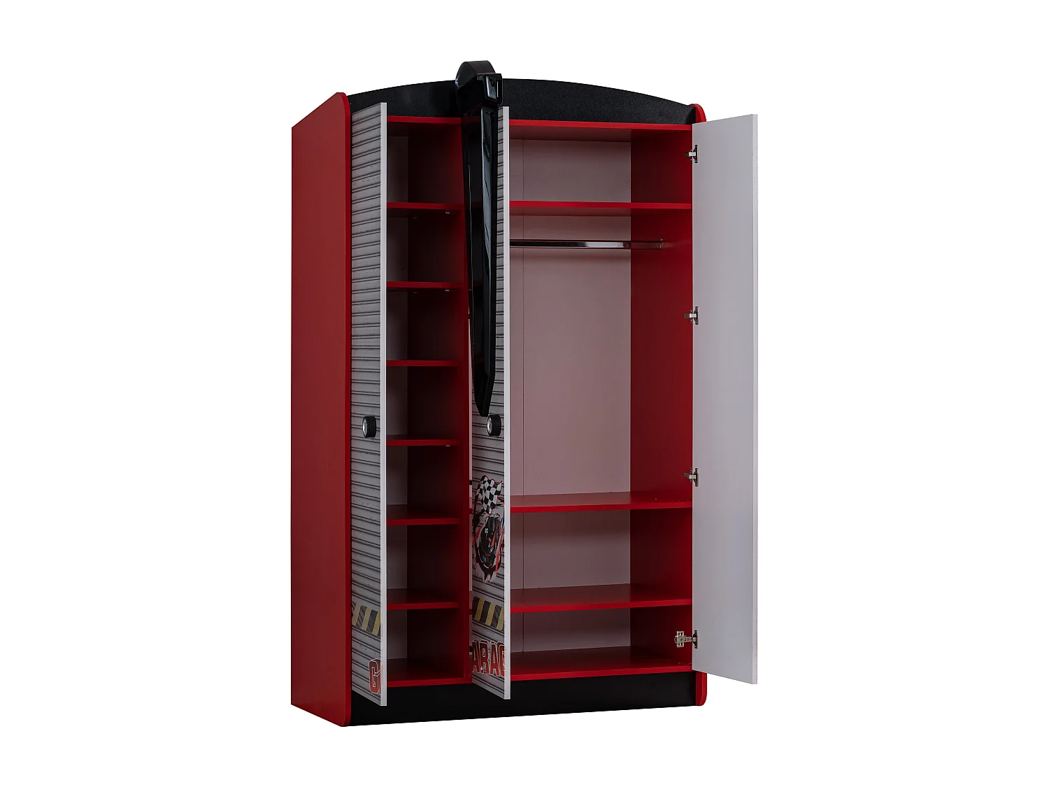 Armoire enfant 3 portes rouge Sport