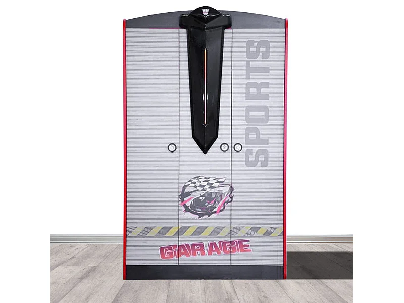 Armoire enfant 3 portes rouge Sport