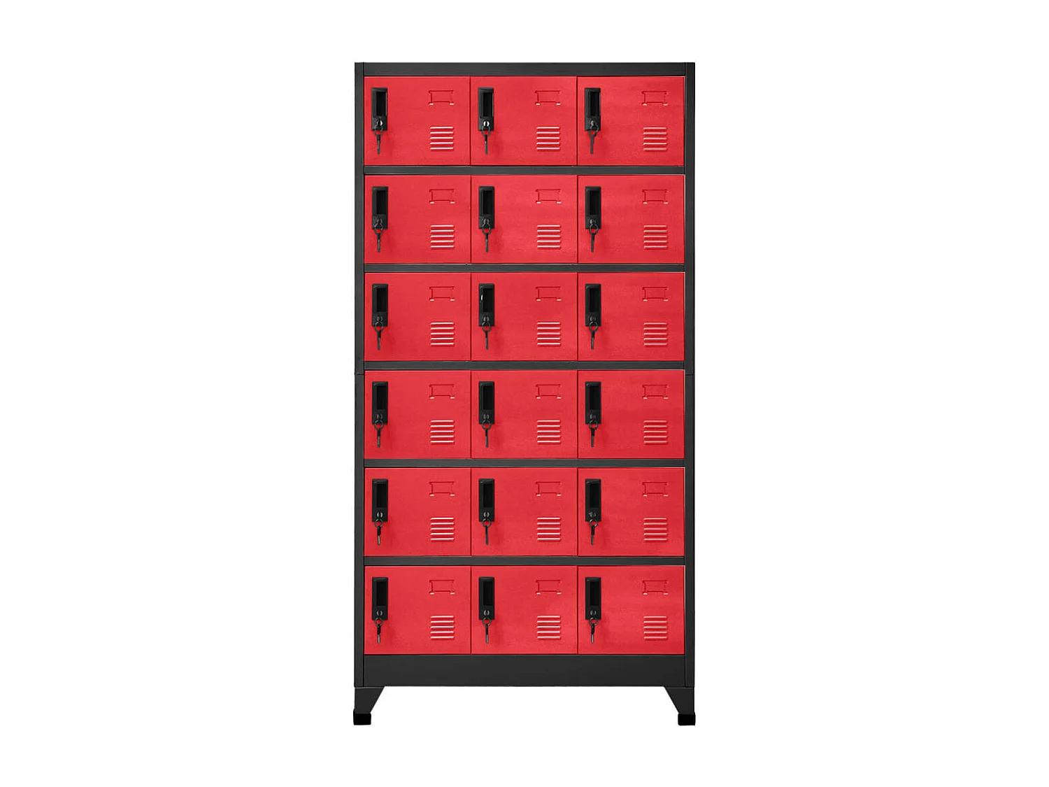 Lockerkast 90x40x180 cm staal antracietkleurig en rood
