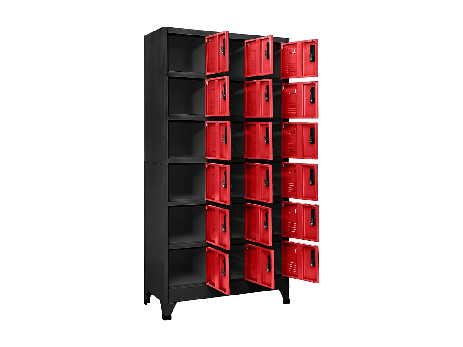 Lockerkast 90x40x180 cm staal antracietkleurig en rood