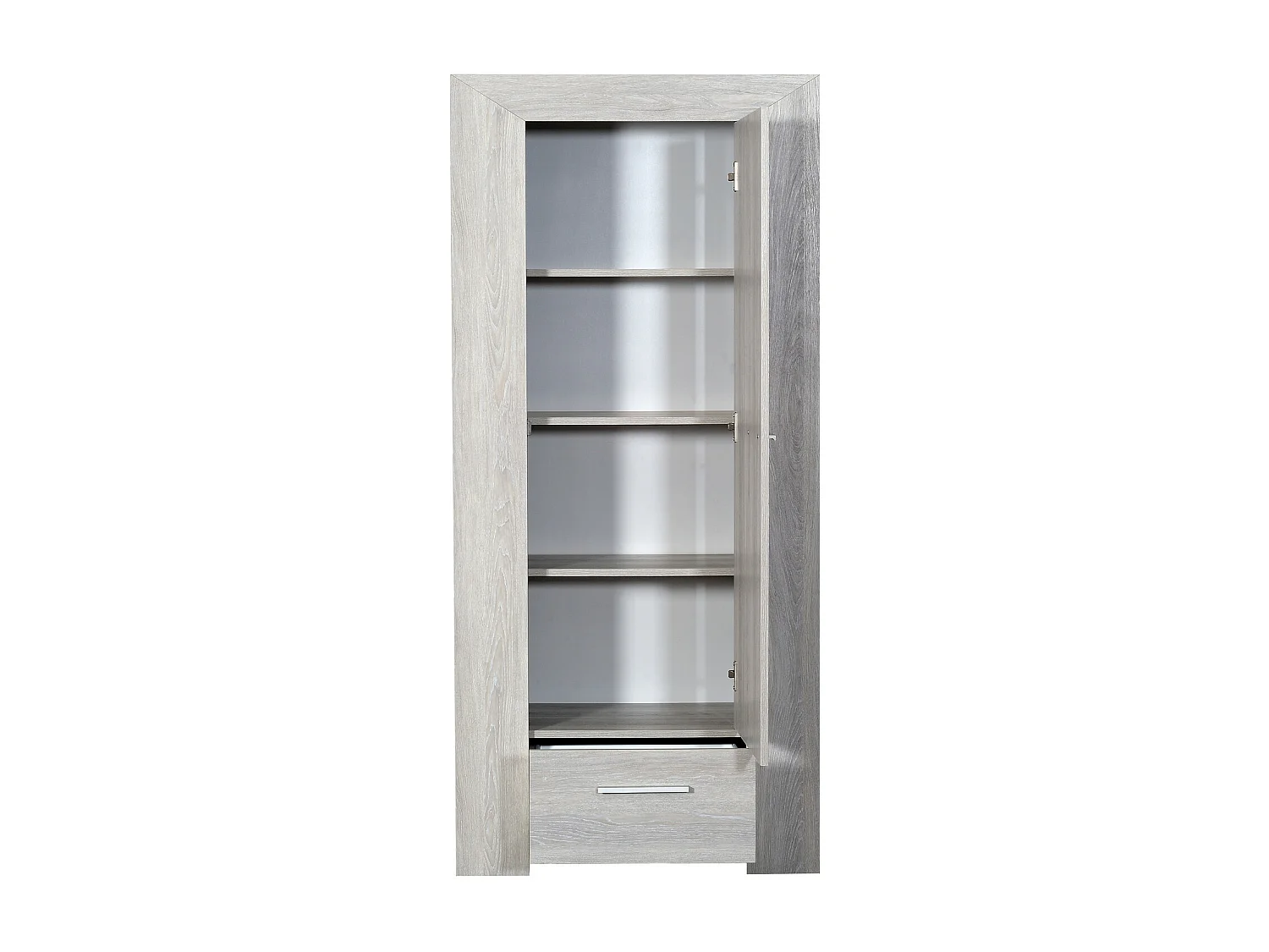 Colonne de rangement 1 porte 1 tiroir bois chêne cérusé gris Kathy 80cm