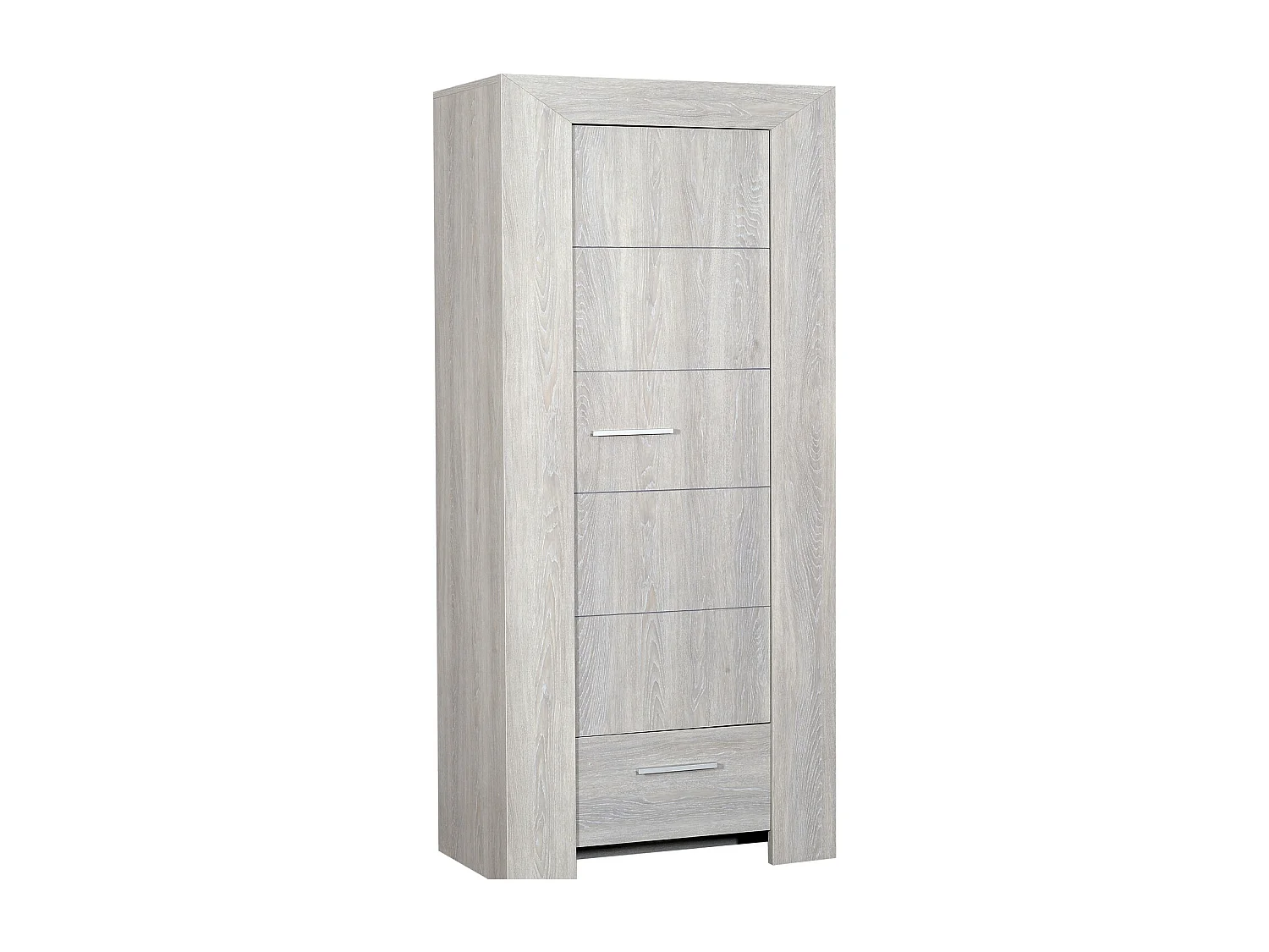 Colonne de rangement 1 porte 1 tiroir bois chêne cérusé gris Kathy 80cm