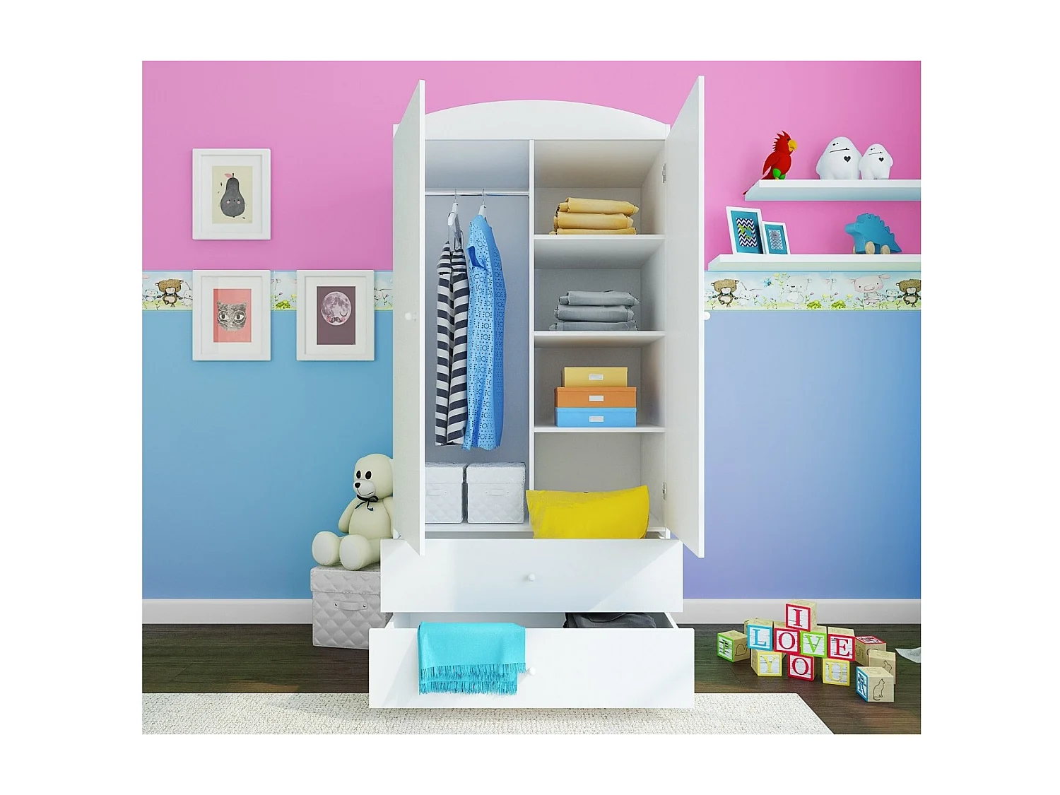 Armoire 2 portes enfant version grue Drimy