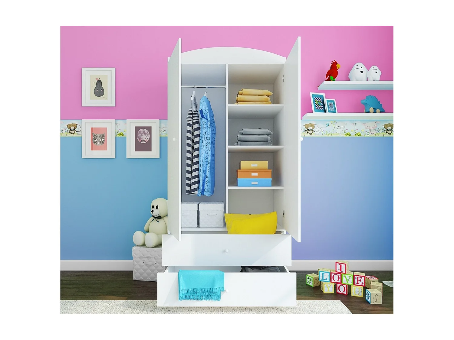 Armoire 2 portes enfant voiture de course Drimy