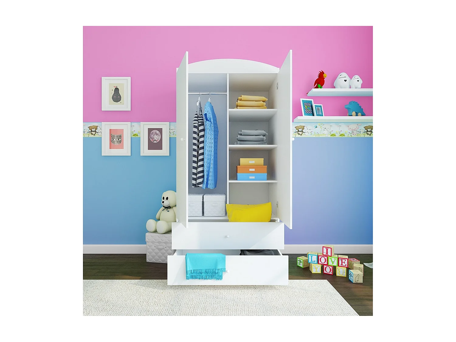 Armoire 2 portes enfant papillons Drimy