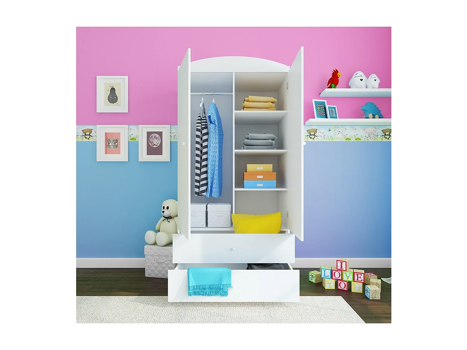 Armoire 2 portes enfant petit dinosaure Drimy