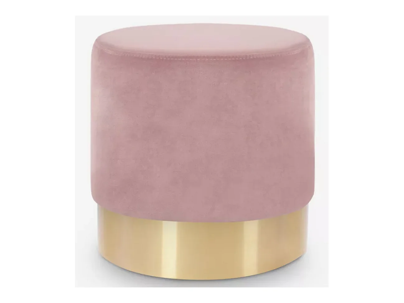 Tabouret bas velours rose clair et métal doré Kina