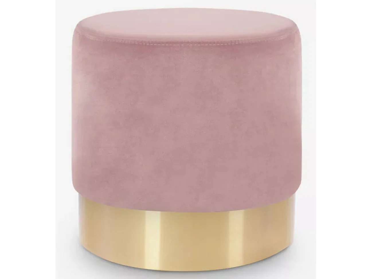 Tabouret bas velours rose clair et métal doré Kina