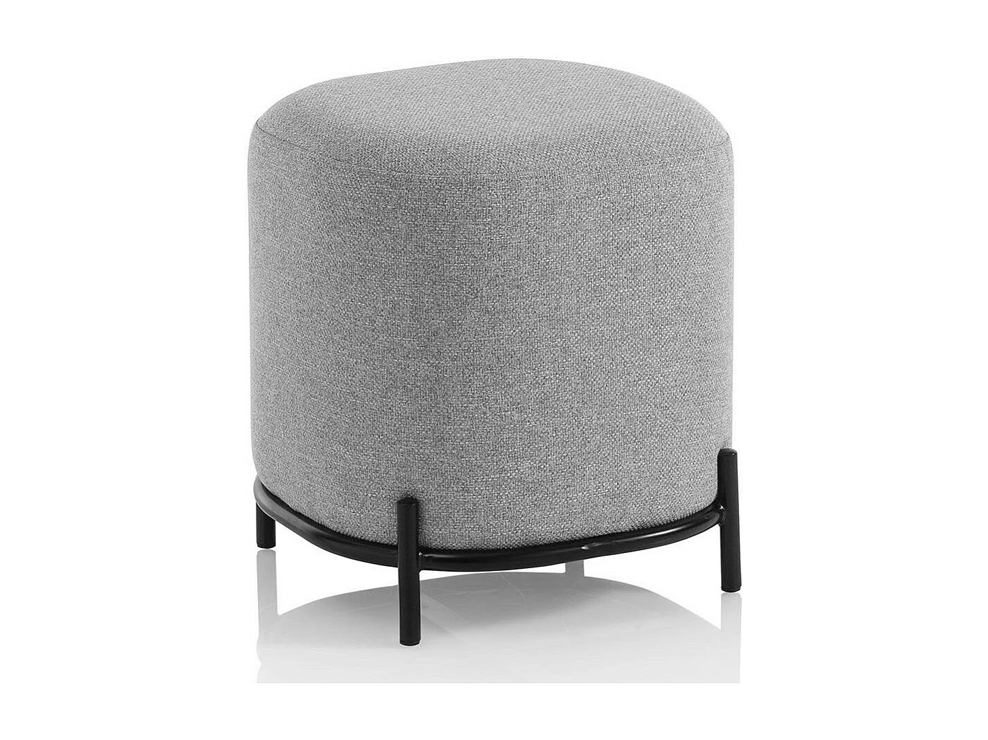 Pouf tissu gris et pieds métal noir Tivany