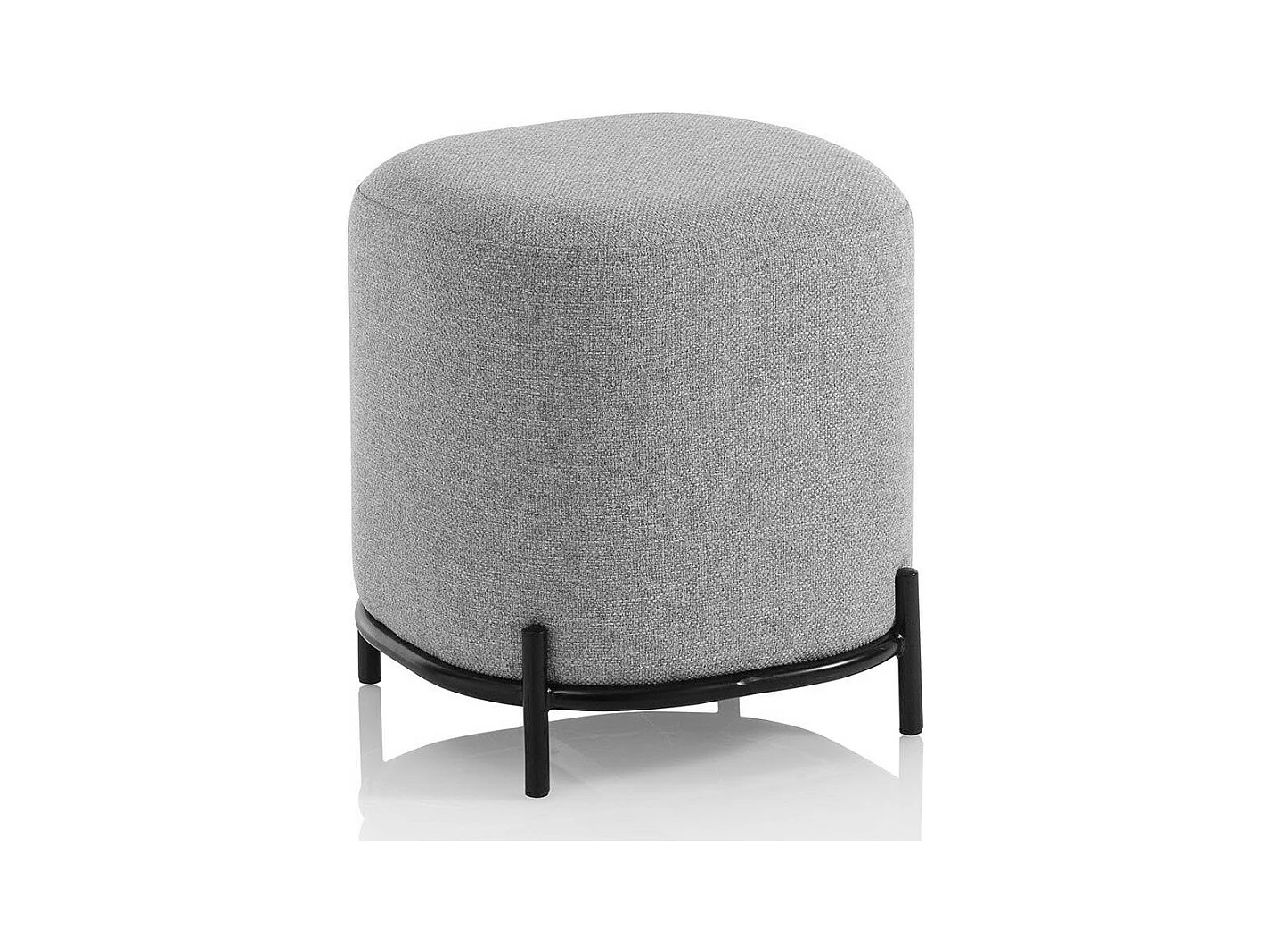 Pouf tissu gris et pieds métal noir Tivany