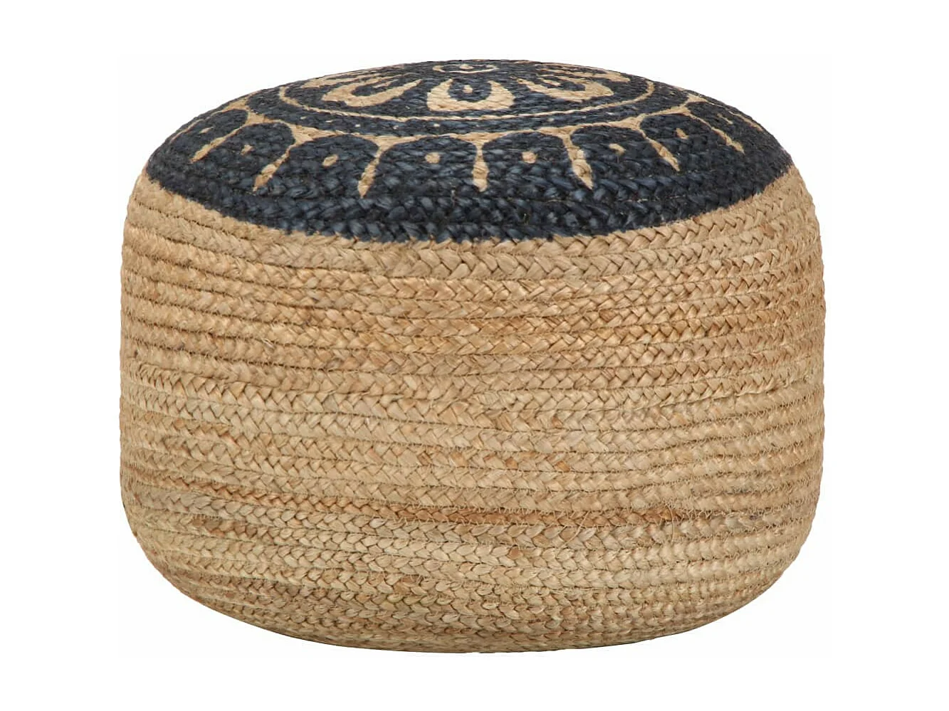 Pouf fait à la main Bleu 45x30 Jute