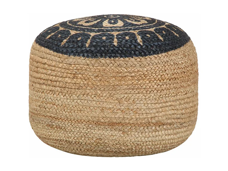 Pouf fait à la main Bleu 45x30 Jute