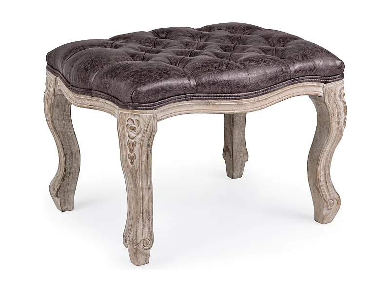 Tabouret repose-pied bois hévéa marron foncé Analisa - Lot de 2