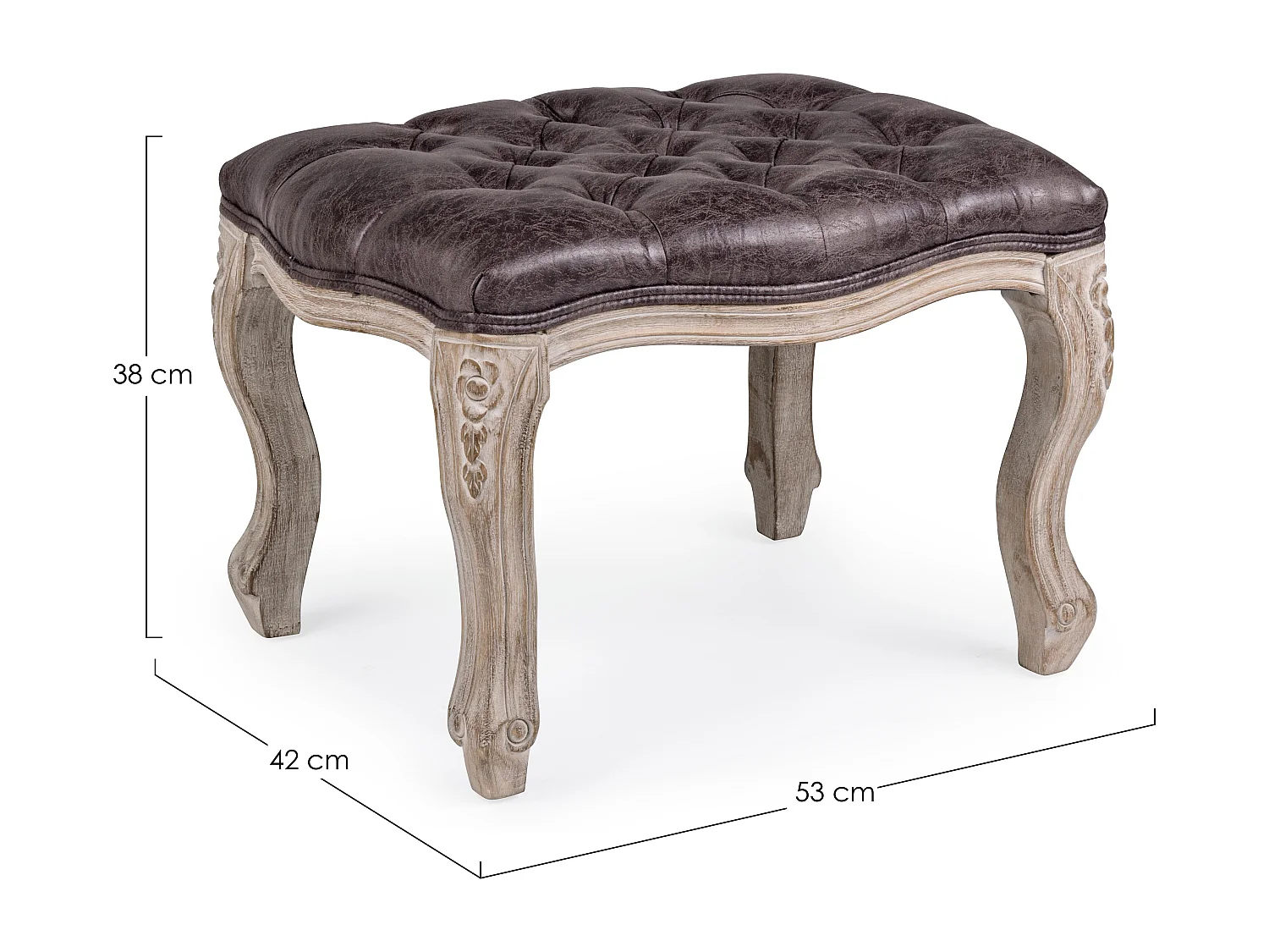 Tabouret repose-pied bois hévéa marron foncé Analisa - Lot de 2