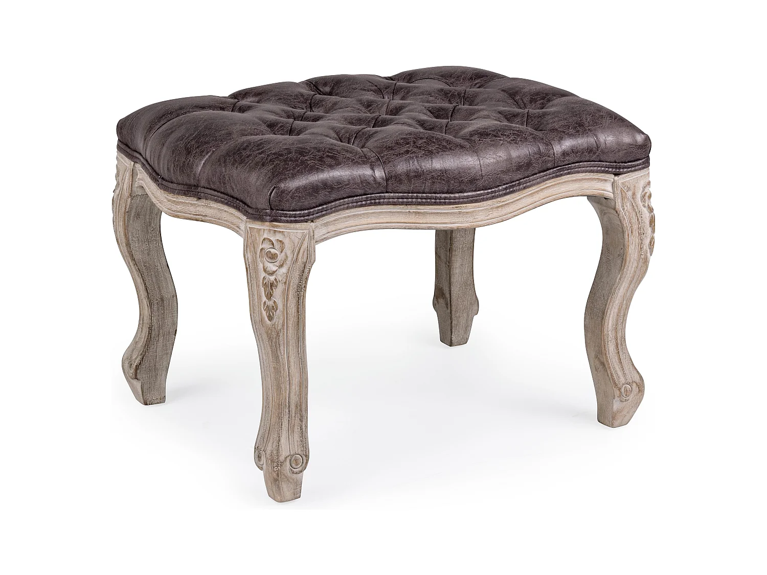 Tabouret repose-pied bois hévéa marron foncé Analisa - Lot de 2