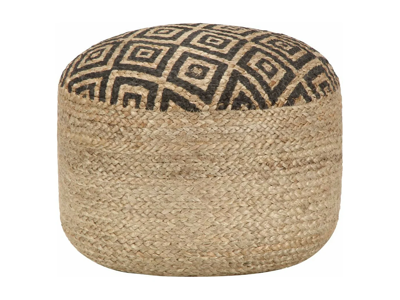 Pouf fait à la main Noir 45x30 Jute