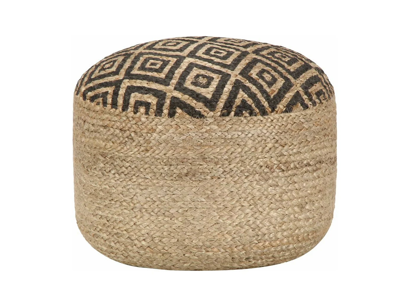 Pouf fait à la main Noir 45x30 Jute