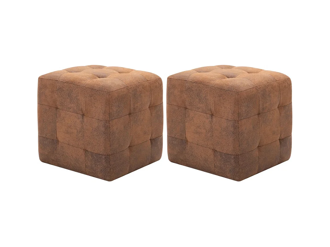 2 pcs Poufs Marron 30 x 30x30 Similicuir daim