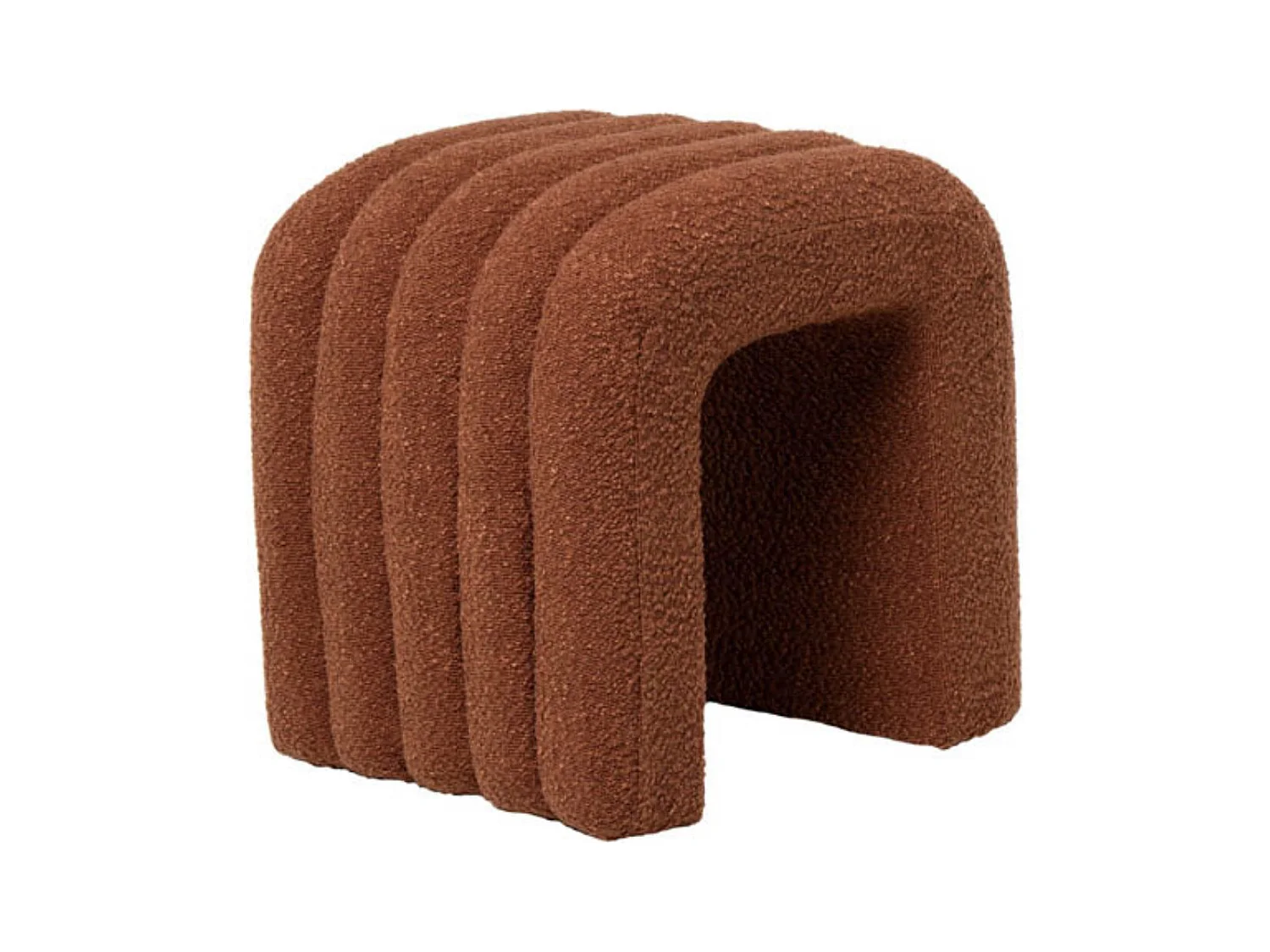Pouf original en tissu shearling Deky-Rouge tomette