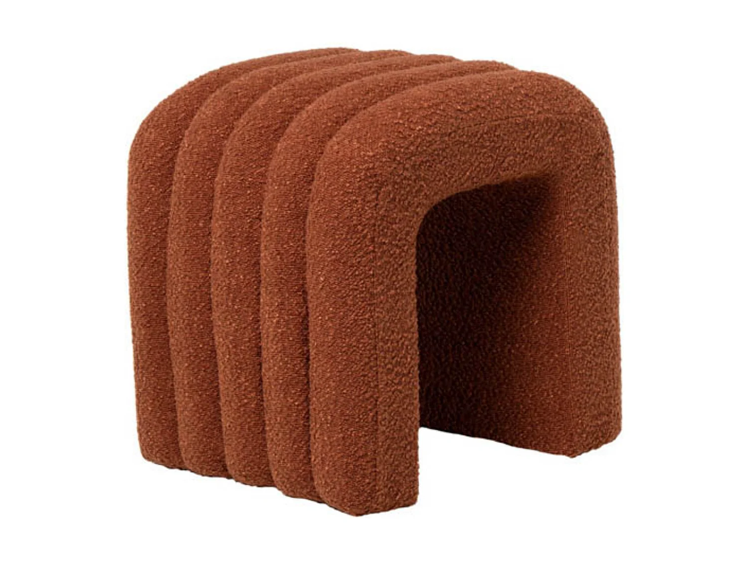 Pouf original en tissu shearling Deky-Rouge tomette