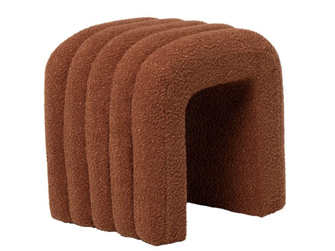 Pouf original en tissu shearling Deky-Rouge tomette