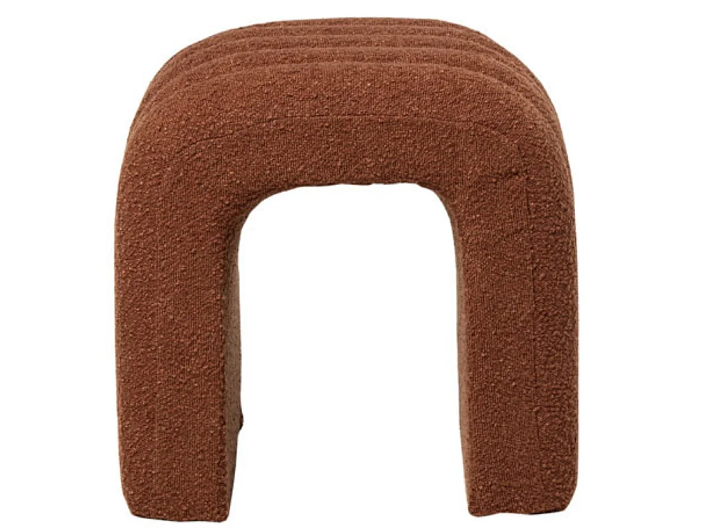 Pouf original en tissu shearling Deky-Rouge tomette