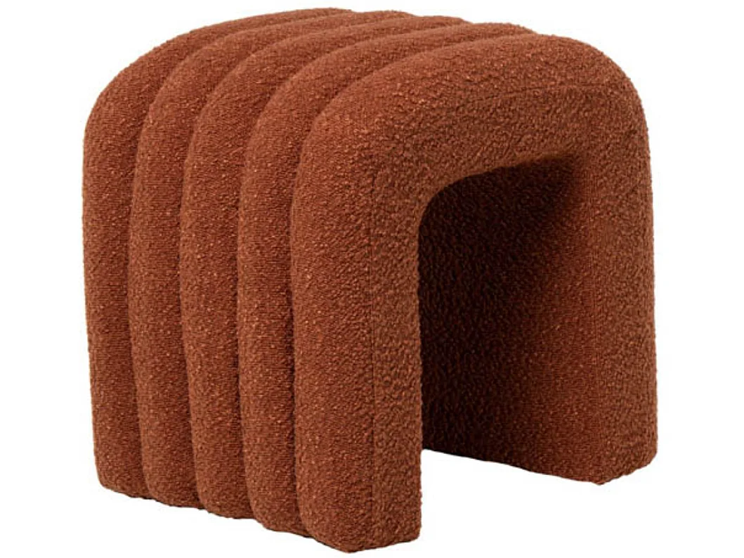 Pouf original en tissu shearling Deky-Rouge tomette