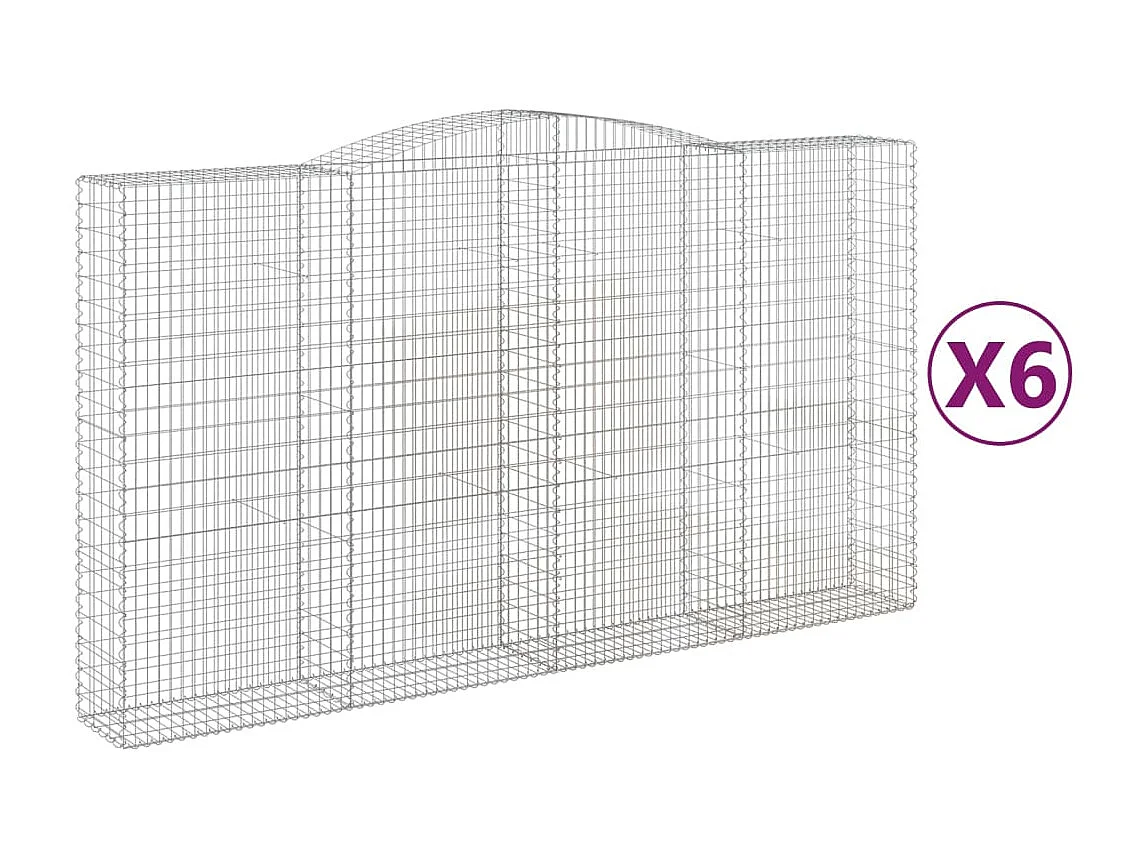 Paniers à gabions arqués 6 pcs 400x50x220-240 Fer galvanisé